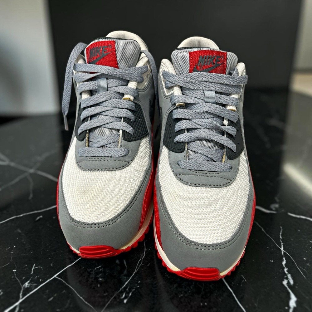 Nike Air Max 90 Essential Wolf Grey/Dark Grey-Chilling Red 537384-039 2014